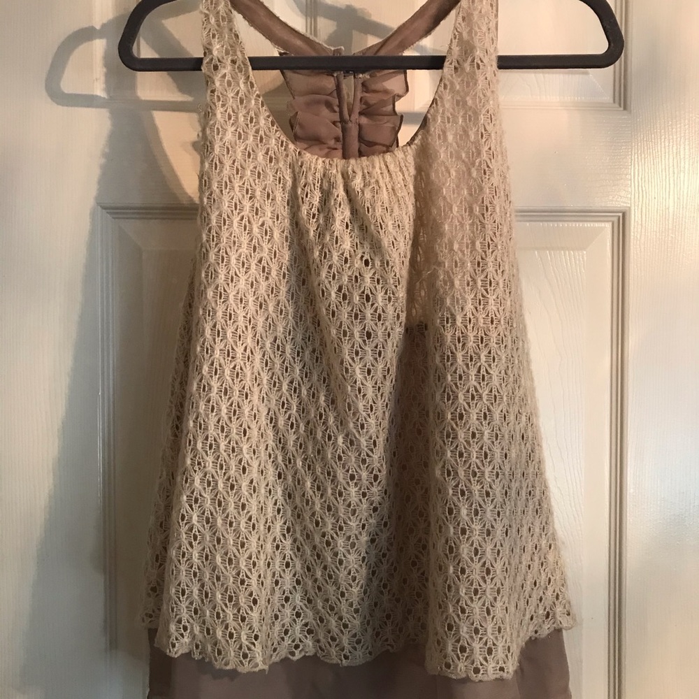ELegant a’reve  cream and tan blouse